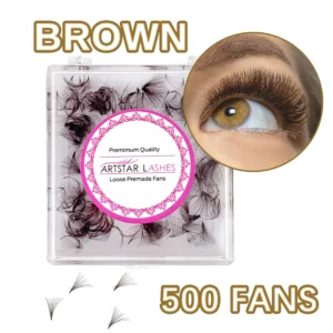 ARTSTAR Brown Premade Fan Lash Extensions 5D to 20D Thin Pointy Base 500 Fans Loose Promade Volume Lashes  Makeup Cilio