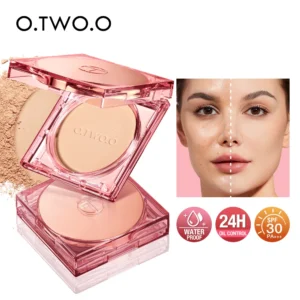 O TWO O Face Powder Oil-control 24 Hours SPF 30 PA+++ Long Lasting Waterproof Matte Face Makeup Cosmetic Setting Compact Powder