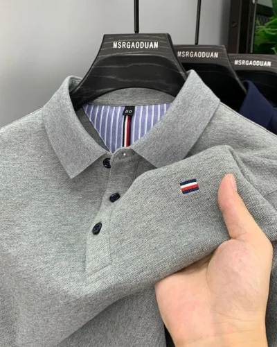 Summer 2024 New High end Embroidered Polo Collar Casual Men's Polo Shirt Short sleeved Solid Color Designer Men's Top T-shirt