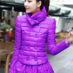2023 Women's Winter Warm Stand Collar Parkas Female Slim Splicing Wooden Ear Edges Fashion Cotton Padded Jacket Coat