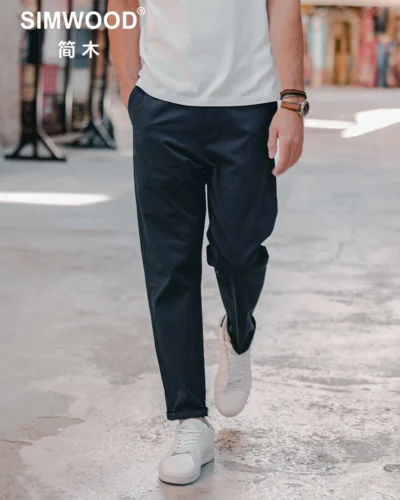 SIMWOOD 2024 Autumn New Comfortable Tapered Chinos Pants Men 250gsm Fabric Classical Trousers