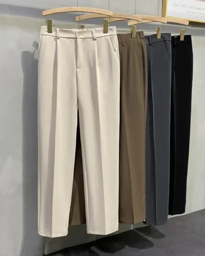 Dress Pants Men Korean Fashion Pleated Pants Chino Pants Men Clothing 2024 Lightweight Cool Trousers