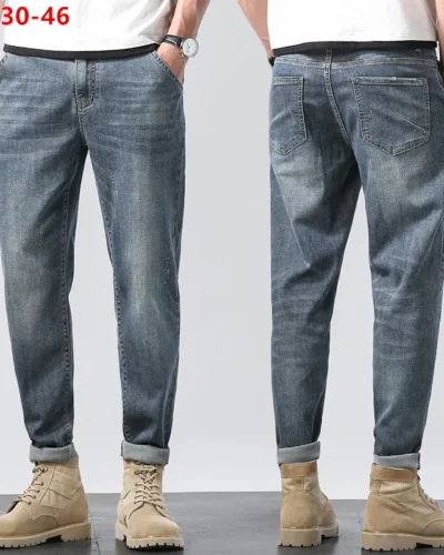 Ankle Length Jeans Men Pencil Pants Harem Soft Spring Summer Fashion Plus Size 42 46 Male Grande Denim Cowboy Elastic Trousers