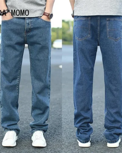 2022 Spring Summer Men's Thin Straight-leg Loose Jeans Classic Style Advanced Stretch Baggy Pants Male Wide leg jeans pants