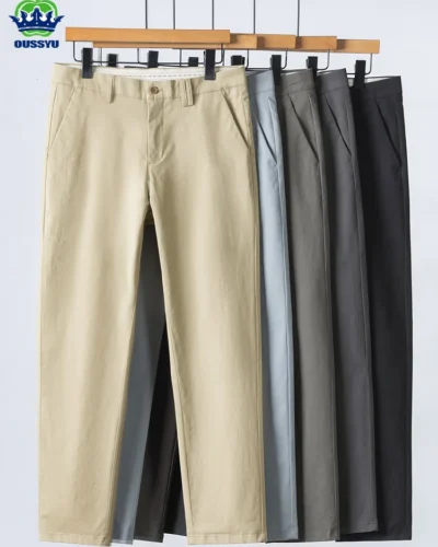 2025 New Summer Thin Ankle Length Pants Men Khaki Solid Color Jogger Outdoor Business Work Korean Taper Casual Trousers Male