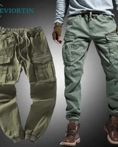 Men's Joggers Cargo Pants with Multi Pockets Military Style Tactical Pants Male Outwear Straight Casual Cotton Trousers For Men