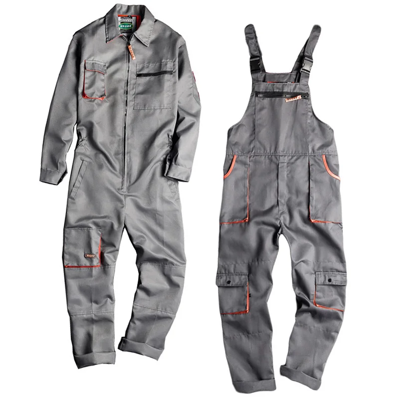 Men Long Sleeve Cargo Overalls Bib Pants Zipper Pockets Rompers Jumpsuit Fashion Labor Casual Coveralls Plus Size S-4xl