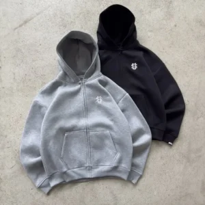 Streetwear Y2K Casual Baggy Sweatshirt Drawstring Sports Pants Zipper Hoodie Letter Embroidery Fashion 2 Piece Set Tracksuit Men