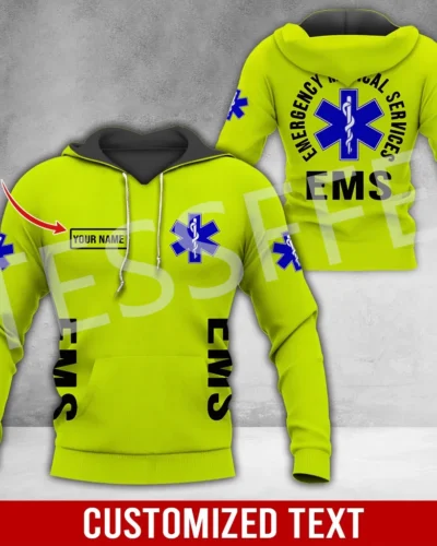Custom Name Cosplay EMS EMT Medical Paramedic Worker Tattoo Tracksuit Vintage 3DPrint Pullover Harajuku Jacket Casual Hoodies X8