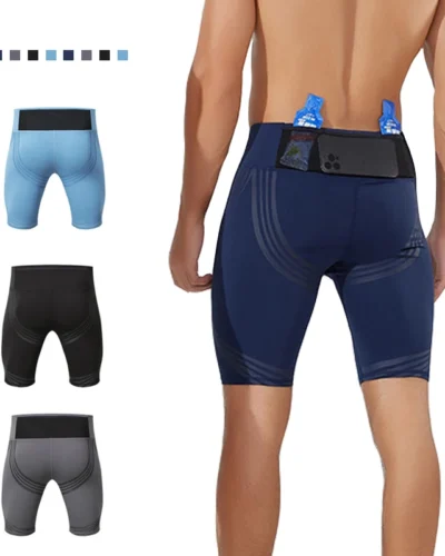S-2XL Men Smart Compression Running Tights High Waist Quick Dry Running Fitness Shorts with Mesh Back Pocket