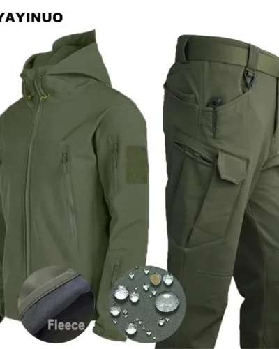 Fleece Softshell Tactical Jacket Men Winter Jacket Waterproof Mens Windbreaker Hiking Jacket Men Tactical Suit Tracksuit Autumn
