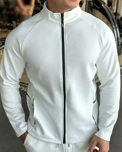 Plus Size Men's Jacket Sports Jersey Zip Up Long Sleeve T-shirts Quick Dry Gym Fitness Elasticity Coats Man Running Sweatshirts