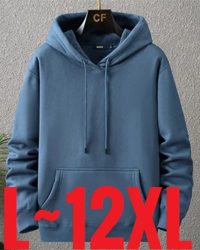 Large Size Men's Hoodie Jacket Hooded Long Sleeve Thick Warm Fleece Lined Sweatshirt Male Casual Winter 10XL 12XL Extra Big Plus