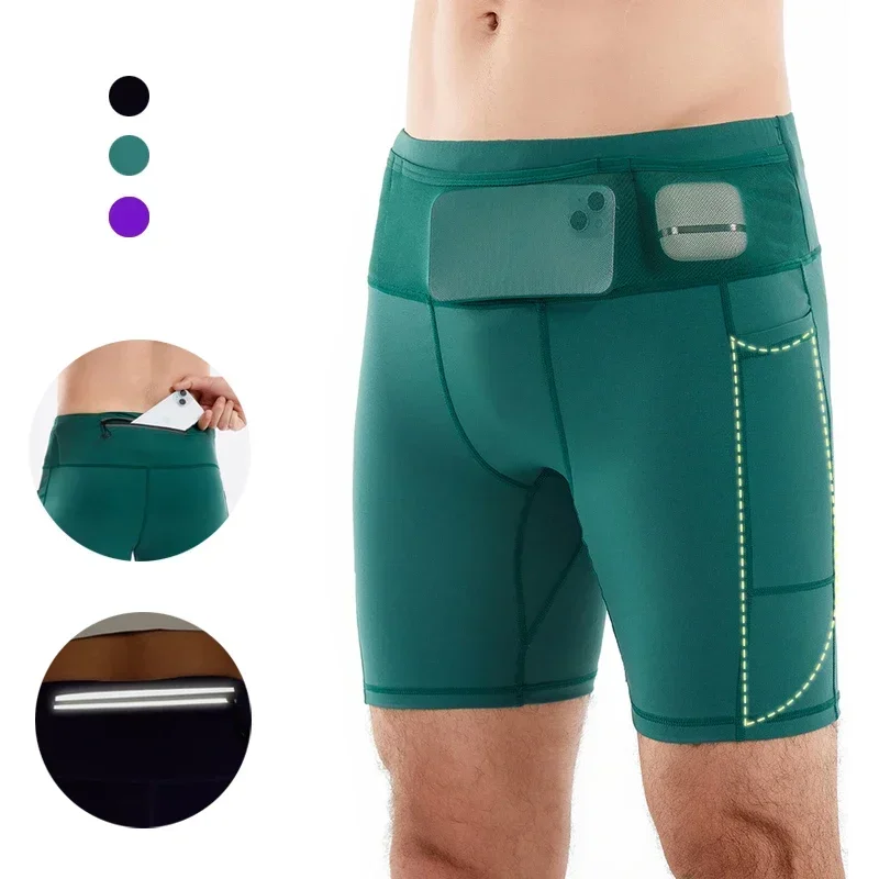 Mul-Pockets Compression Shorts 3.0 Men Marathon Running Shorts Quick Dry Exercise Training Jogging Cycling Fitness Tight Shorts