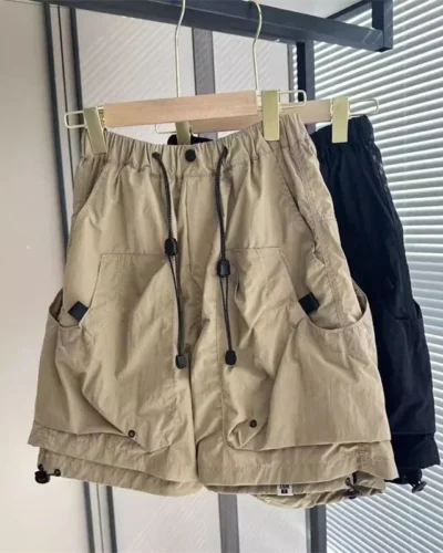 Summer Vintage Bermuda Cargo Shorts For Men Gym Multi-pocket Sports Short Pants Casual Breathable Y2K Streetwear Shorts