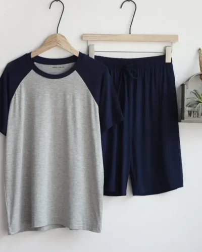 Modal summer pajamas for men thin section loose short sleeve shorts can be worn outside sports home service suit  men sleepwear