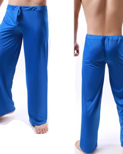 Men's Ice Silk Pyjamas Pants Soft Sleeping Bottoms Nightwear Sleepwear Trousers Casual Loose Hombre Breathable Underwear