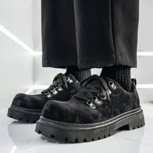 Autumn Men Platform Shoes Suede Leather Work Shoes Male Lace-up High Quality Derby Shoes Casual British Outdoor Business Oxford