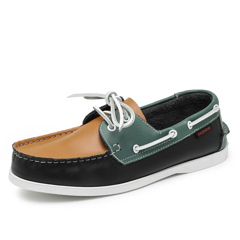 Men’s Leather Boat Shoes Casual Slip-On Loafers Anti-Skid Comfortable Shoes