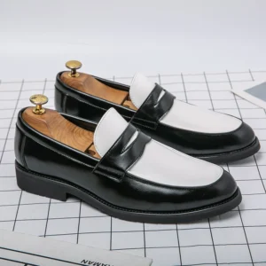 New Men Leather Shoes Casual Color Blocking Business Shoes Classic Men Footwear for Wedding Low Heel Stylish Men's Loafers Shoes