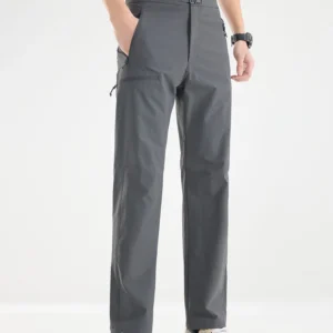 Men's Quick Dry Casual Pants with 4 Zip Pockets Outdoor Stretched Nylon Lightweight Golf Pants Slim Fit Walking Cargo Trousers