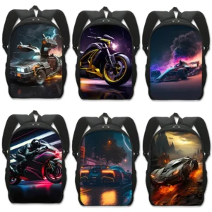 Racing Car / Motorcycle Backpack Women Men Rucksack Punk Motorbike Travel Bag Children School Bags Teenager Daypack Laptop Bag