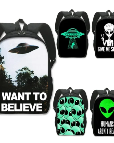 Alien L Want To Believe Print Backpack Women Men Shoulder Bags for Travel Ufo Children School Bags Student Daypack Kids Book Bag
