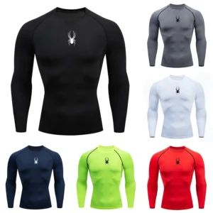 Men's Long Sleeves Spider Fitness Dry Fit T-shirt Gym Compression Shirt Sportswear Outdoor Sports Running Tees Tops Rashgard