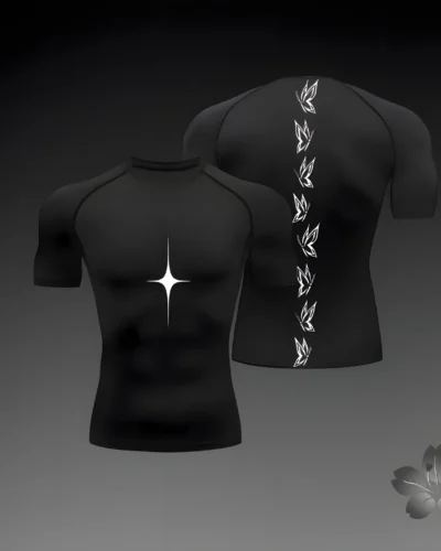 Anime Graphic Compression Shirts for Men Athletic Quick Dry Tshirts Tees Tops Gym Workout Undershirts Short Sleeve Rash Guard