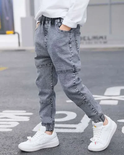 IENENS Kids Boys Jeans Baby Clothes Classic Pants Children Denim Clothing Infant Boy Casual Bowboy Bottoms Trousers  4-11 Years