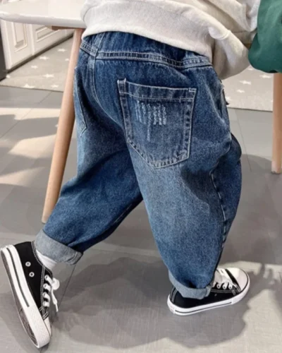 Boys Jean Pants Long Trousers Cotton 2024 Loose Spring Autumn Baby's Kids Pants Teenagers Outwear Children's Clothing