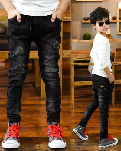 Big Boys Jeans Elastic Waist Denim Pants Children Clothing Spring Autumn Teenager Kids Trousers Jean Pants 5-14 Years