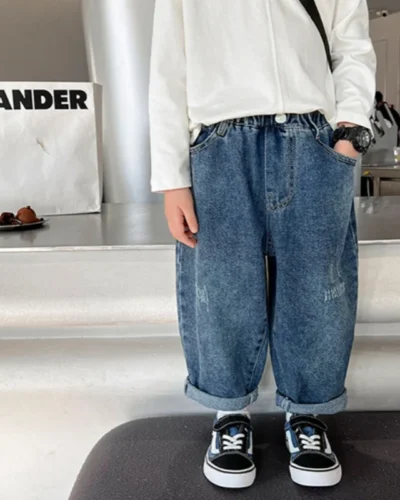Boys Jean Pants Long Trousers Cotton 2024 Classic Spring Autumn Baby's Kids Pants Teenagers Outwear High Quality Children's Clot
