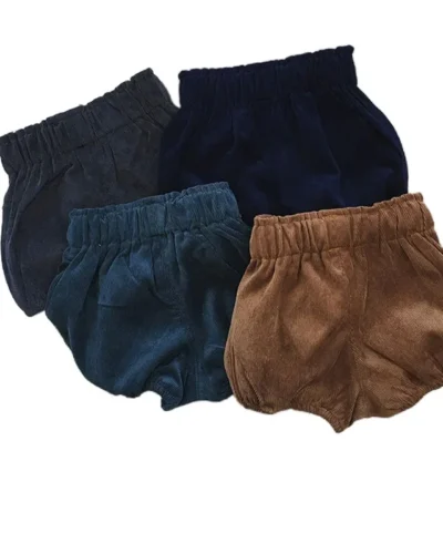 2024 Fall Winter New Baby Girls PP Pants Corduroy Shorts Bloomers Cute Triangle Bread Pant Cotton Toddler Boys Shorts 1-5T