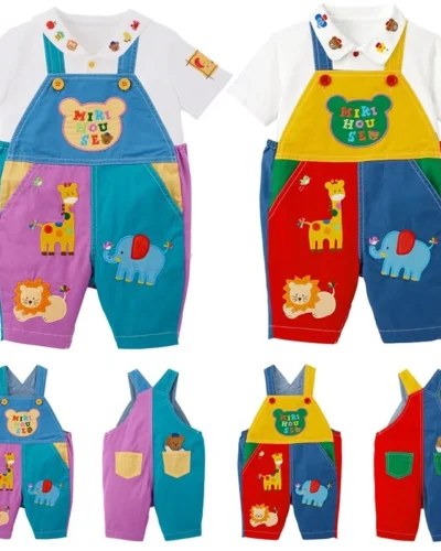 Boys Summer Shorts Overalls Capri Pants Bear Cartoon Baby Girls Rainbow Pant Kids Clothes Baby Pants Boy Baby Jumpsuit 80-120