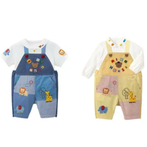 Kids Summer Shorts Overalls Capri  Boys Girls Summer Pants Bear Cartoon Rainbow Pant Kids Clothes Boy Baby Jumpsuit 80-120 Boys