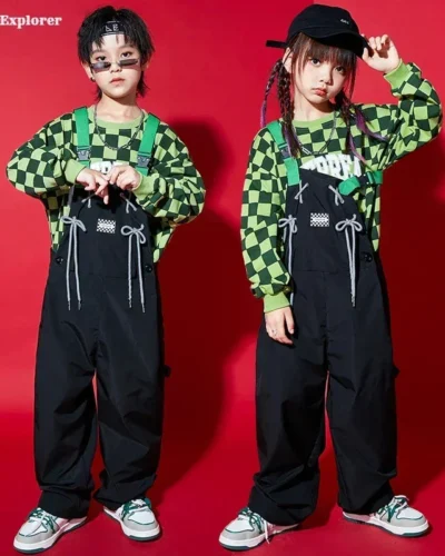 Boys Hip Hop Loose Overalls Girls K-pop Cargo Pants Kids Dungaree Joggers Children Jumpsuit Street Dance Romper Teen Streetwear