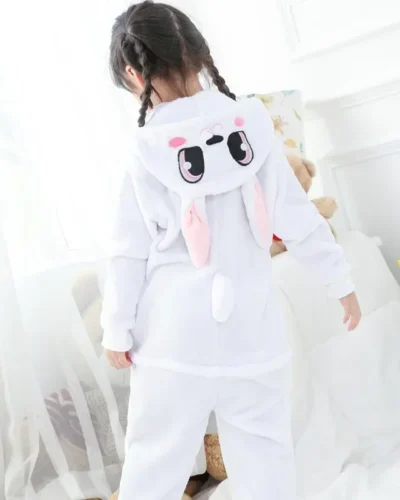 Pink Rabbit Pajamas Overalls Child Boy Girl Christmas Kigurumi Animal Anime Onesie Women Men Sleeping Wear Hooded Pyjama Set