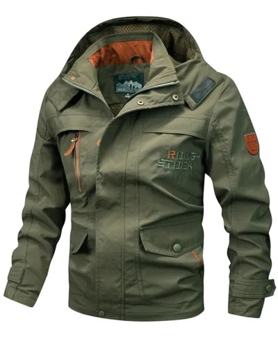 Spring Autumn New Men Windproof Casual Jacket Coat Detachable Hat Jacket Men Multi-Pocket Waterproof Military Jacket Male M-5XL