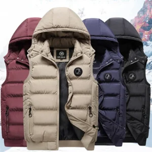 5XL Men's Vest Jacket Winter Waterproof Warm Sleeveless Men Jacket Fashion Hooded Casual Vest Men Autumn Thicken Waistcoat