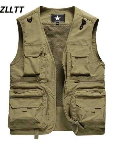 2023 Summer New Mens Many Pocket Tactical Hiking Fishing Vest Man Photographer Waistcoat Mesh Cargo Sleeveless Jacket Tool Vest