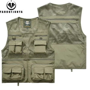 2025 Summer Men Outdoor Tool Camping Fishing Vest Men Sleeveless Many Pocket Casual Breathable Loose Thin Vest Male Waistcoat