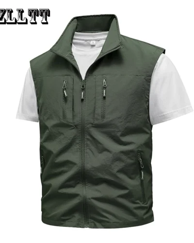 New Spring Men Outdoor Casual Vests Mens Summer Waterproof Breathable Fishing Waistcoat Mens Autumn Fashion Vest Jacket Male