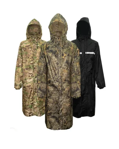Camouflage Long Raincoat for Men Tactics Camo Waterproof Poncho Woman Coat Against Rain Fishing Hiking Conjoined Cover Clothing
