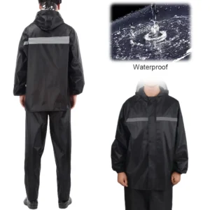 Rain Suit with Reflective Strip Waterproof Jacket and Trouser Suit Anti-storm Rain Jacket Pants Suit Breathable for Men Women