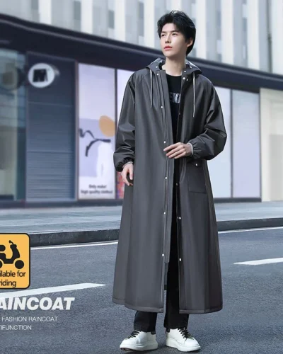 New Men's Raincoat Long Full MTB Road Bicycle Single Ride EVA Body Waterproof Raincoat Lengthen Brim Fashion Raincoat