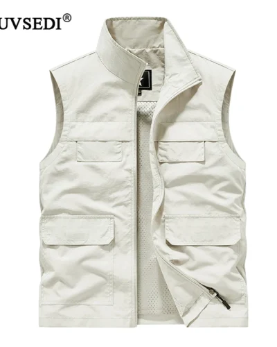 Summer Men Outdoor Cargo Breathable Sleeveless Vests Mens Fish Sport Multi Pocket Vests Coat Man Loose Casual Cardigan Waistcoat