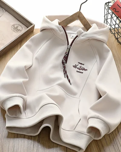 IYEAL 2025 Children's Clothing Kids Clothes Boys hoodies Embroidered Letters Tops Sweatshirt Outdoor Clothes for Children 4-14Y