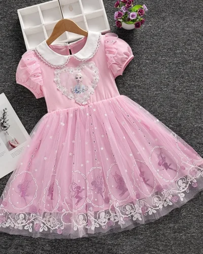 2025 New Girls Dress Short sleeve Disney Kids Clothes Summer Frozen Elsa Princess Dresses Party Dress for Children Fashion 3-10Y