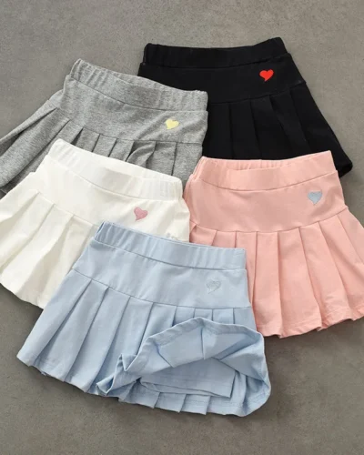 Girls' New All-Match Pleated Culottes Medium And Small Children'S Summer Skirt With Inner Safety Pants Student Uniform Skirts